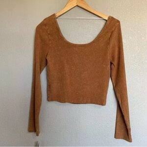 Wild Fable copper ribbed cropped long sleeve t shirt size XXL
